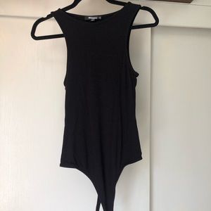 Missguided black ribbed thing bodysuit size 8
